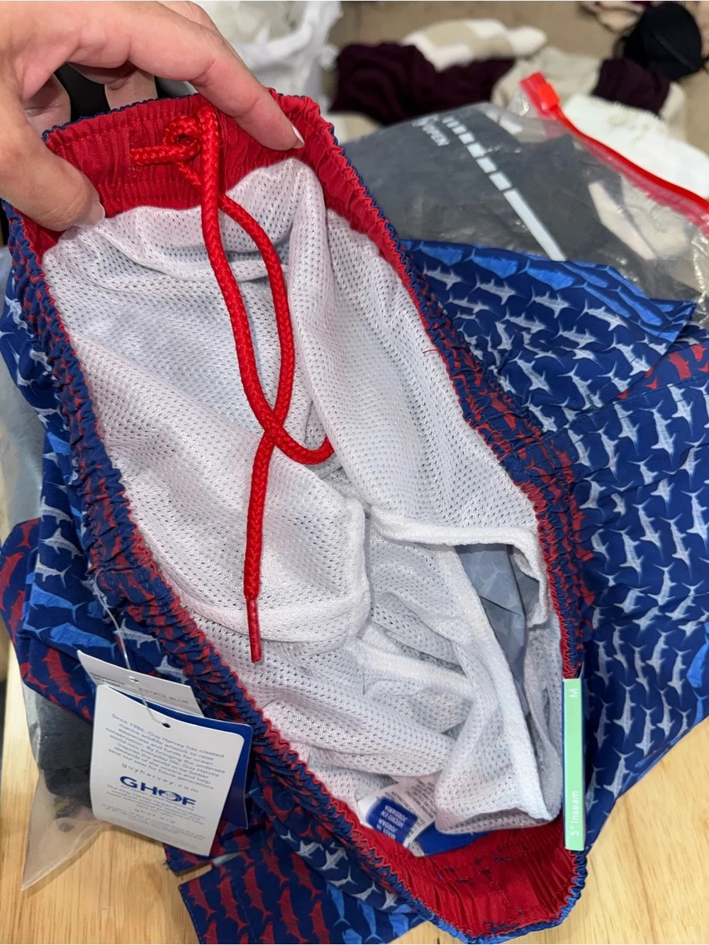 Guy Harvey NWT! Men's Mesh Inset Beachwear Swim Trunks In State Blue Size M